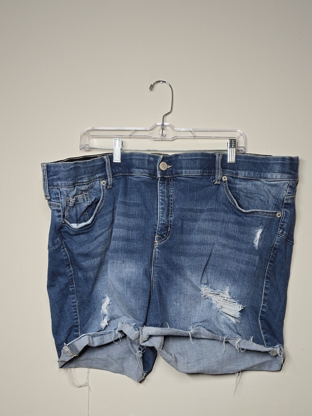 torrid Distressed Dark Blue Boyfriend Denim Shorts
